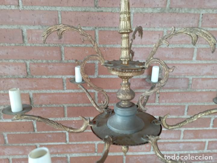 Antig&uuml;edades: ANTIGUA,LAMPARA BRONCE SEIS LUCES. - Foto 4