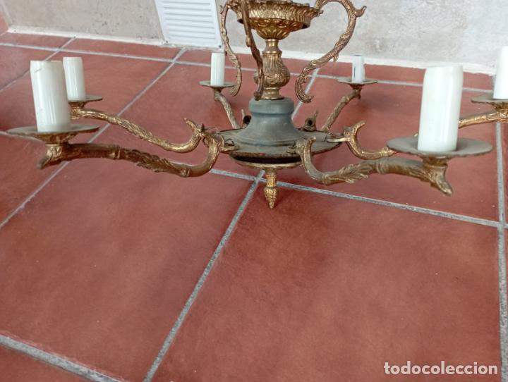 Antig&uuml;edades: ANTIGUA,LAMPARA BRONCE SEIS LUCES. - Foto 5