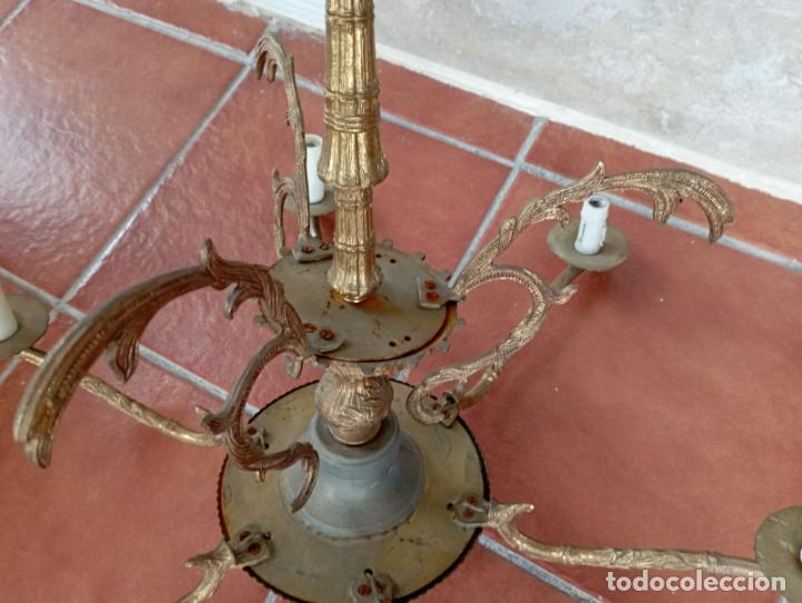 Antig&uuml;edades: ANTIGUA,LAMPARA BRONCE SEIS LUCES. - Foto 6