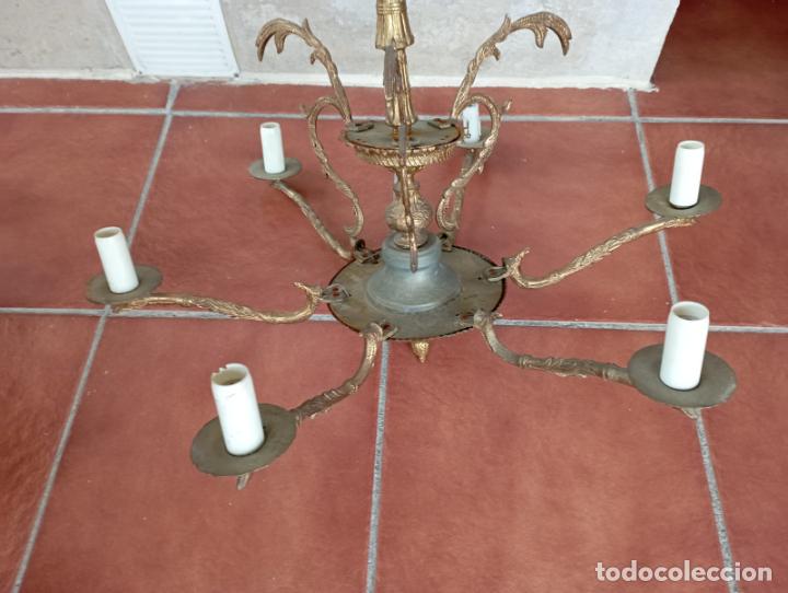 Antig&uuml;edades: ANTIGUA,LAMPARA BRONCE SEIS LUCES. - Foto 7