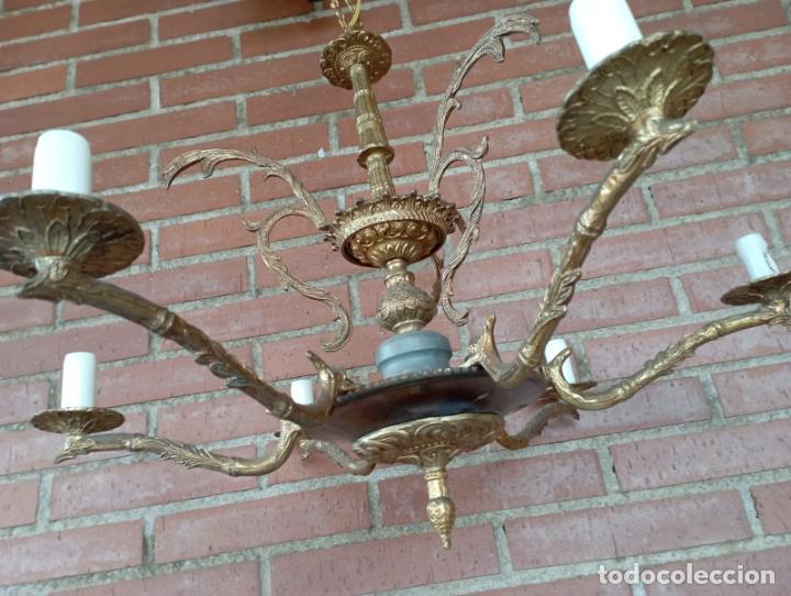 Antig&uuml;edades: ANTIGUA,LAMPARA BRONCE SEIS LUCES. - Foto 1
