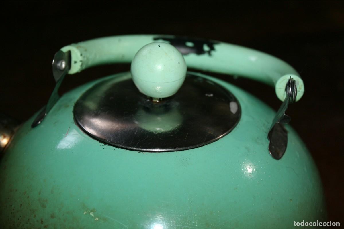 Antig&uuml;edades: antigua tetera azul verde - Foto 2