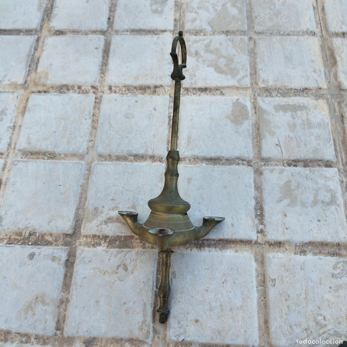 Antig&uuml;edades: Parte de L&aacute;mpara - Quinqu&eacute; de Bronce - - Foto 2