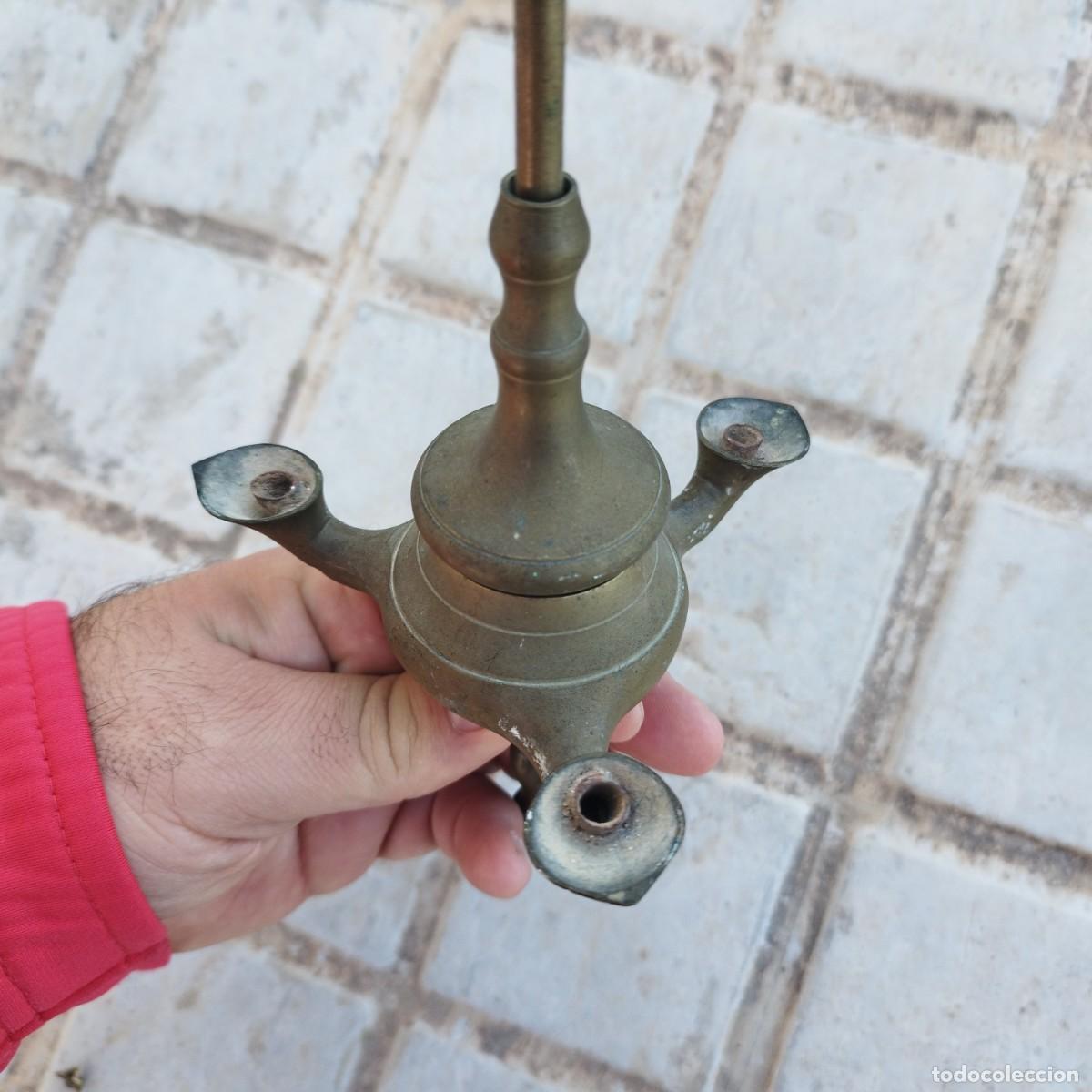 Antig&uuml;edades: Parte de L&aacute;mpara - Quinqu&eacute; de Bronce - - Foto 8