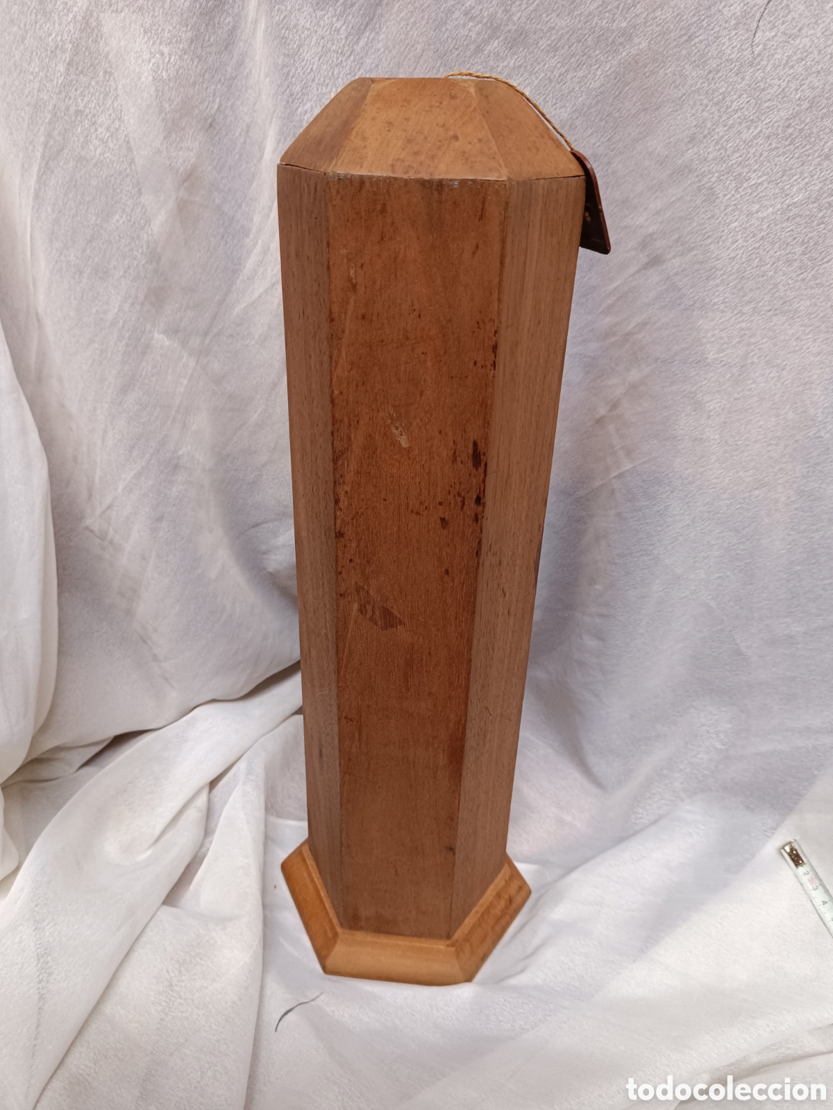 Antig&uuml;edades: Pie de lampara antiguo hexagonal de madera - Foto 11