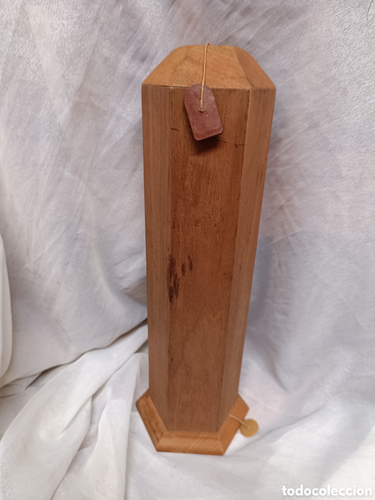 Antig&uuml;edades: Pie de lampara antiguo hexagonal de madera - Foto 15