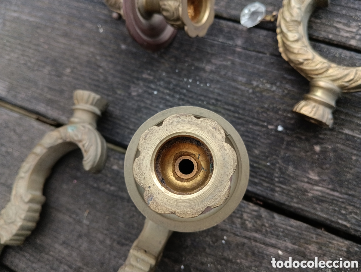 Antig&uuml;edades: Antiguos Brazos Bronce Restaurar L&aacute;mpara. - Foto 7