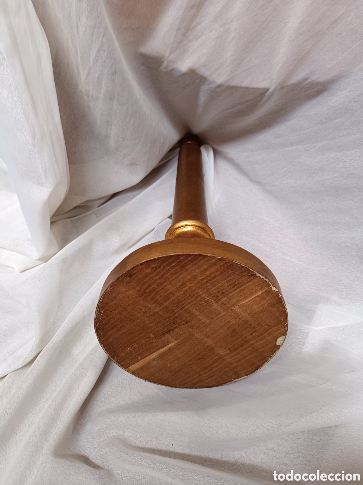 Antig&uuml;edades: Pie de lampara de madera dorado - Foto 5