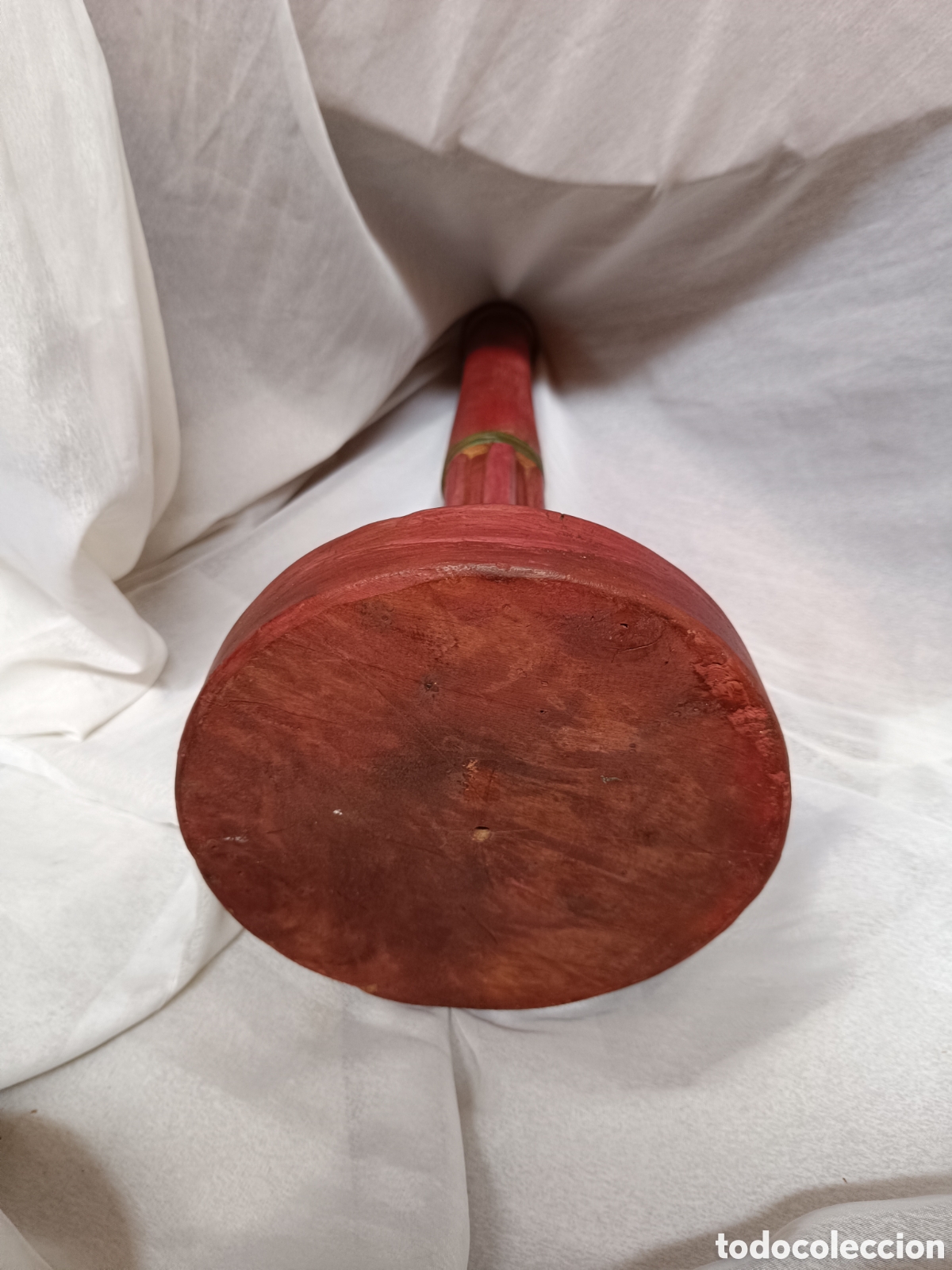 Antig&uuml;edades: Antiguo pie de lampara de madera tallada granate - Foto 7