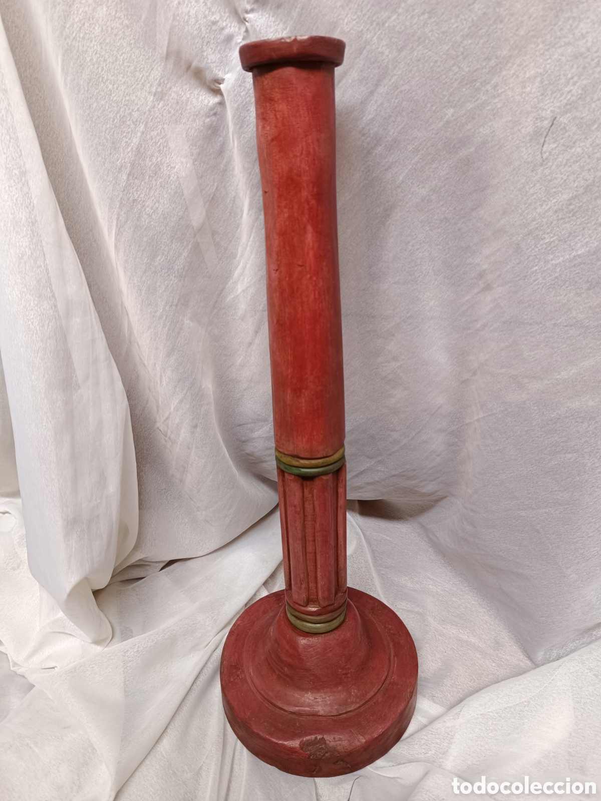 Antig&uuml;edades: Antiguo pie de lampara de madera tallada granate - Foto 5