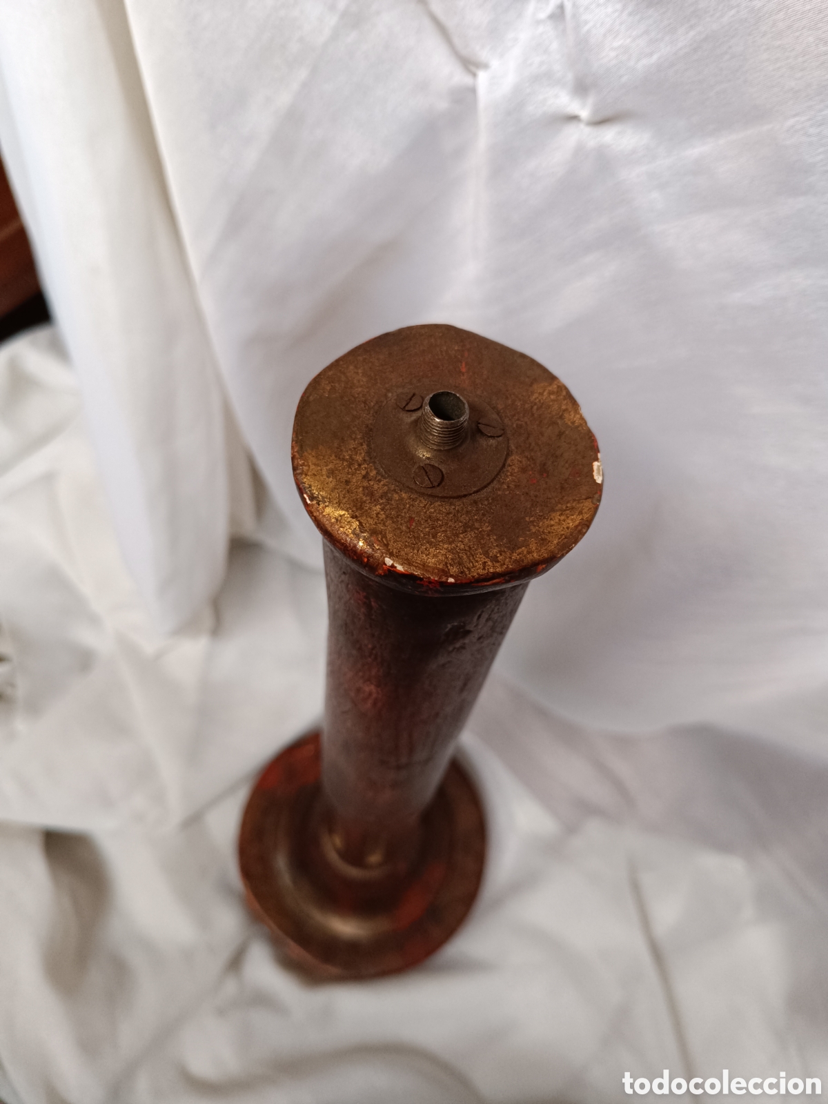 Antig&uuml;edades: Antiguo pie de lampara de madera tallada - Foto 3