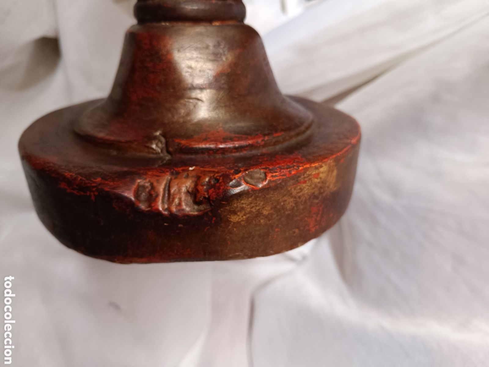 Antig&uuml;edades: Antiguo pie de lampara de madera tallada - Foto 5