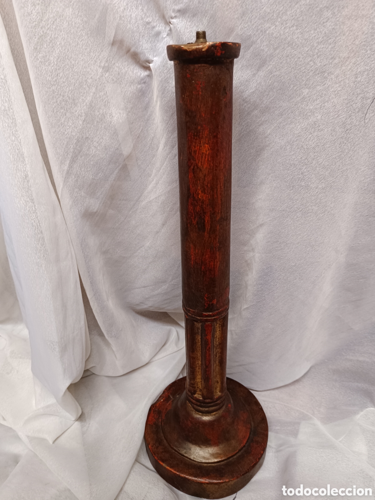 Antig&uuml;edades: Antiguo pie de lampara de madera tallada - Foto 4