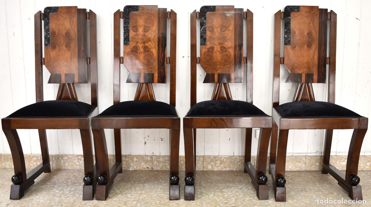 Antig&uuml;edades: CONJUNTO DE CUATRO SILLAS ART DEC&Oacute; - Foto 1