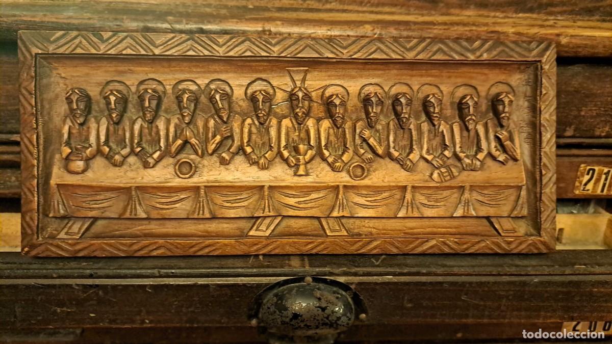 Antig&uuml;edades: Tallada en Madera La Santa Cena en Relieve - Foto 7