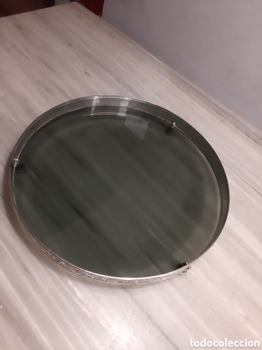 Antig&uuml;edades: Antigua bandeja con ba&ntilde;o de plata - Foto 5