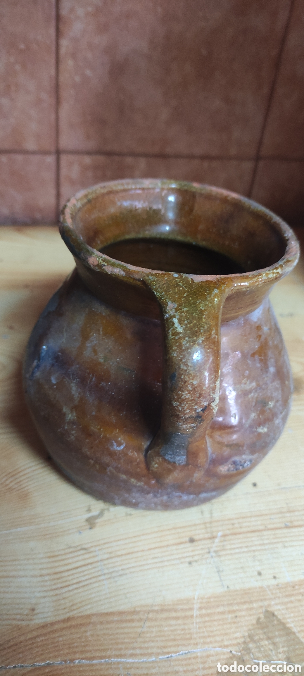 Antig&uuml;edades: Antigua jarra / olla de barro cocina - Foto 4
