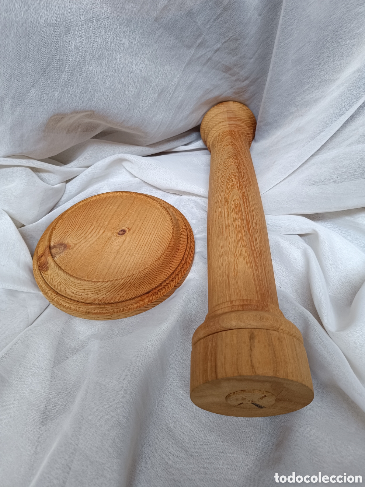 Antig&uuml;edades: Pie de lampara de madera - Foto 6