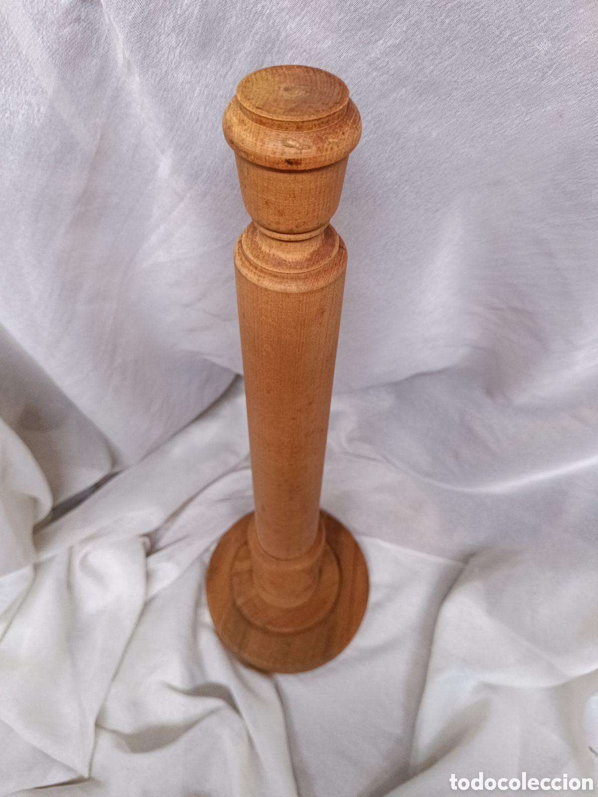 Antig&uuml;edades: Pie de lampara tallado de madera - Foto 2
