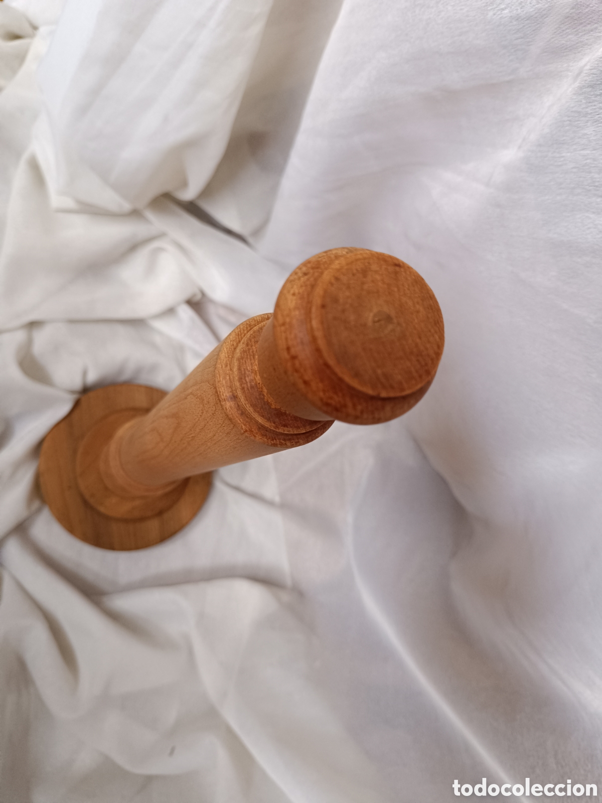 Antig&uuml;edades: Pie de lampara tallado de madera - Foto 3