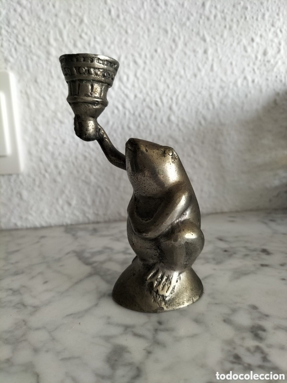 Antig&uuml;edades: Bronze frog candle holder - Foto 1