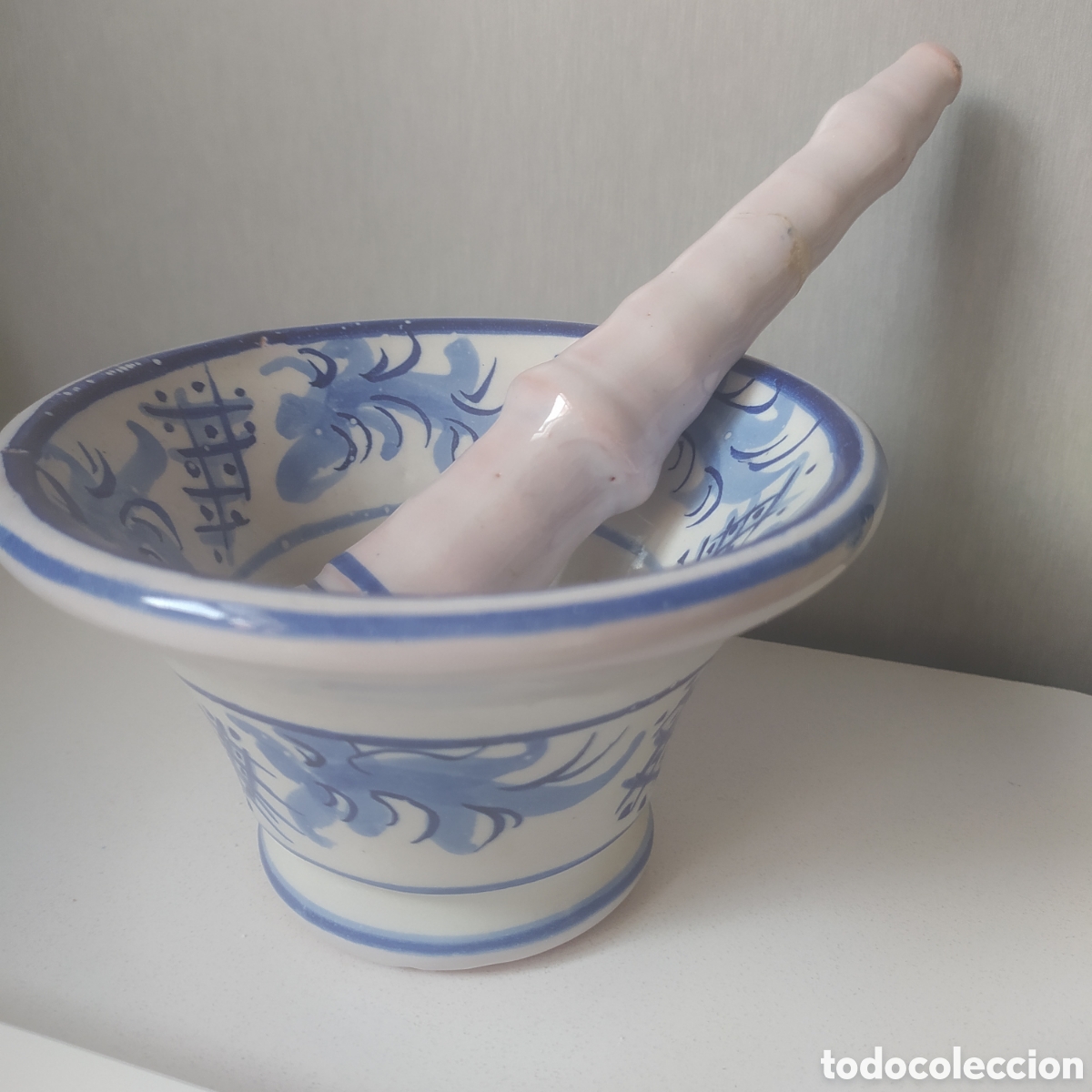 Antiques: CER&Aacute;MICA Mortero de cer&aacute;mica pintada
