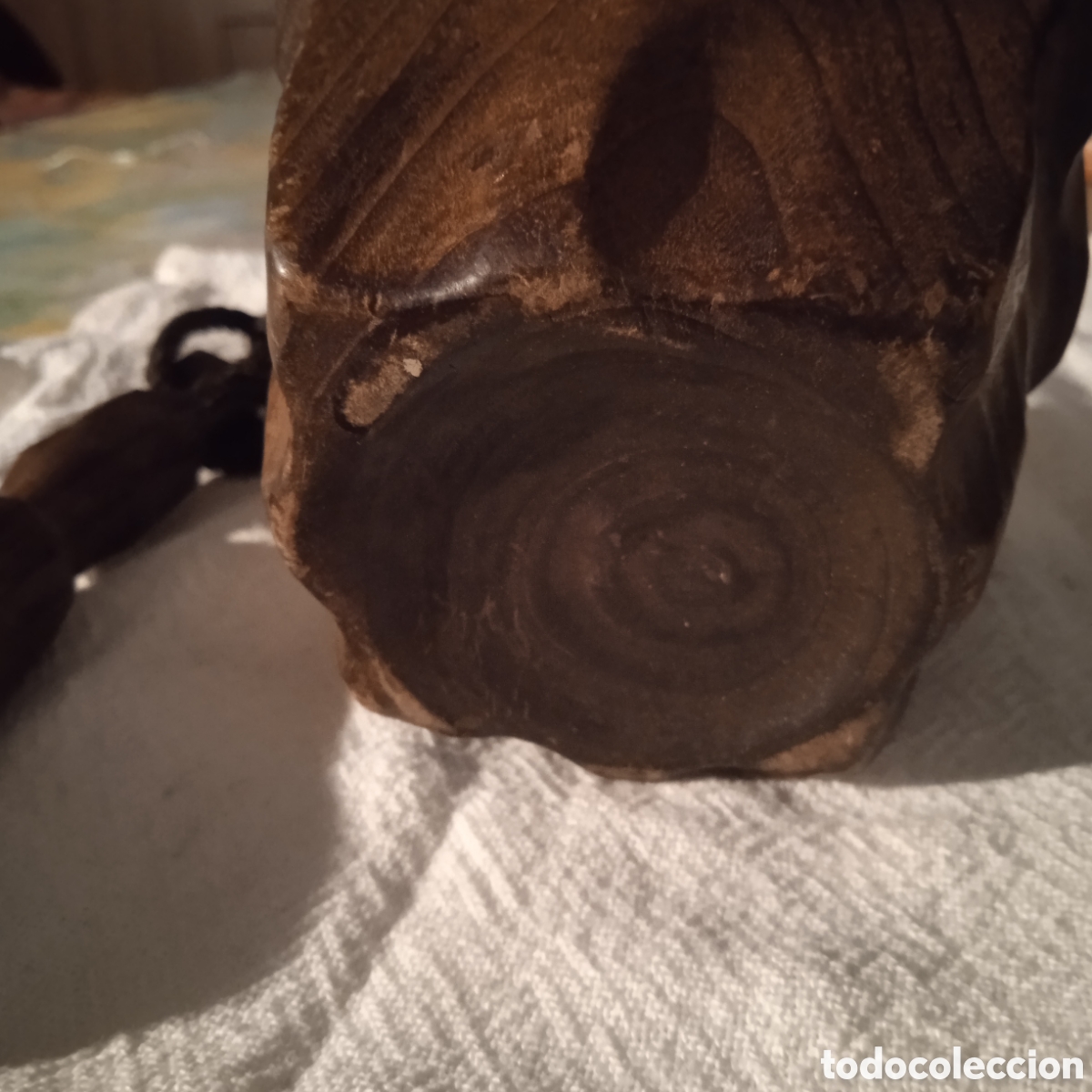 Antig&uuml;edades: Mortero de madera echo a navaja - Foto 4