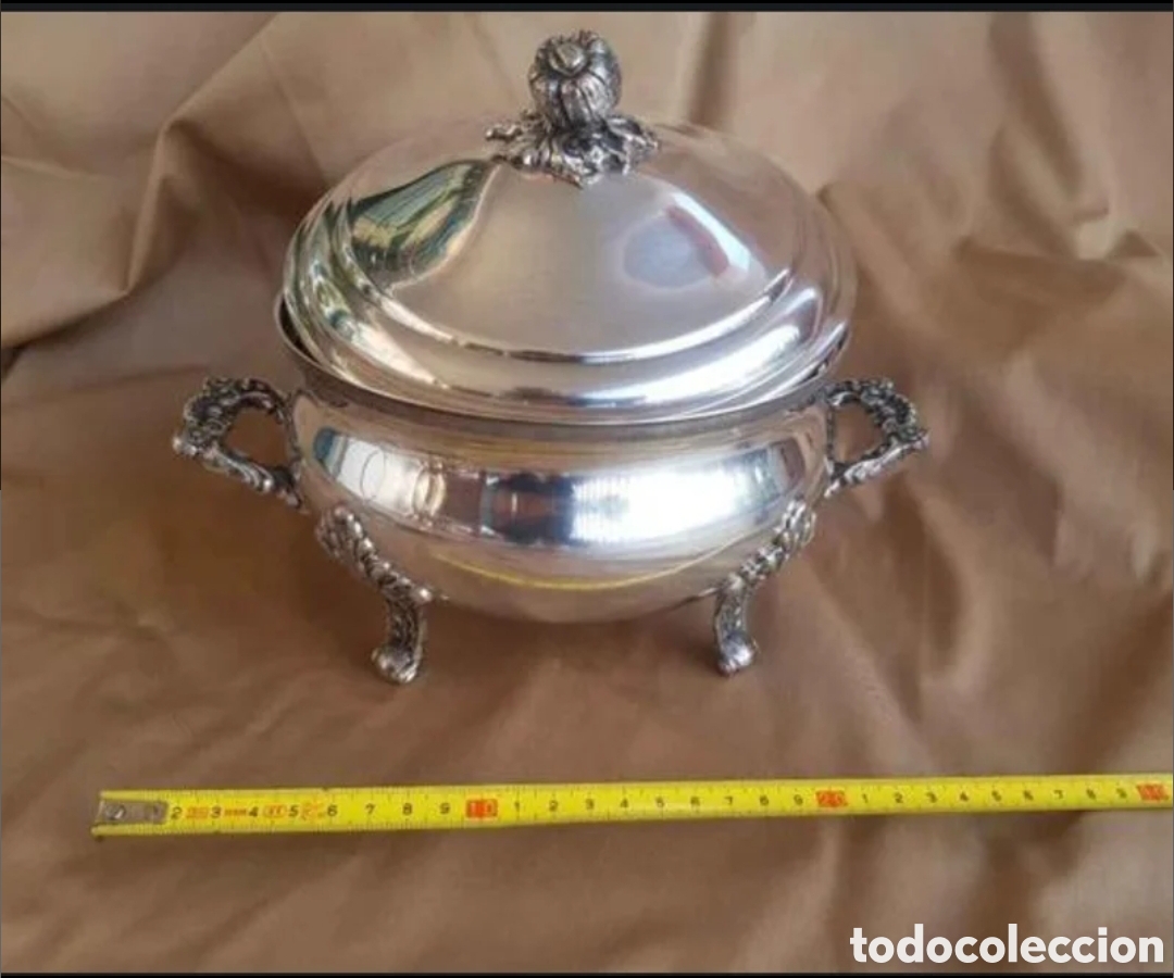 Antig&uuml;edades: Sopera y bandeja de Alpaca - Foto 4