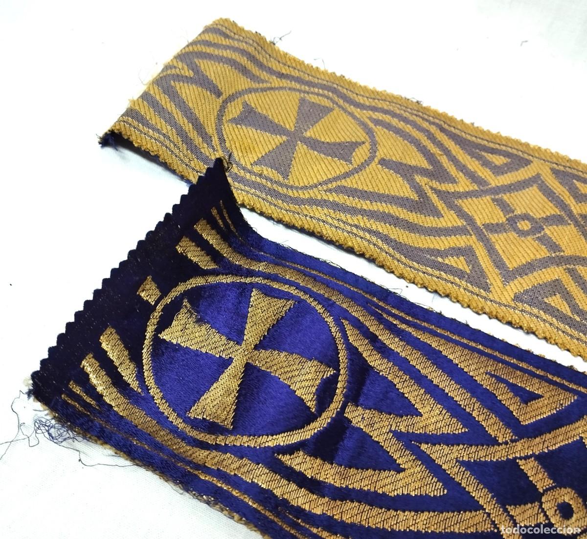 Antig&uuml;edades: GAL&Oacute;N RELIGIOSO ANTIGUO DE SEDA Y ALGOD&Oacute;N - Foto 7
