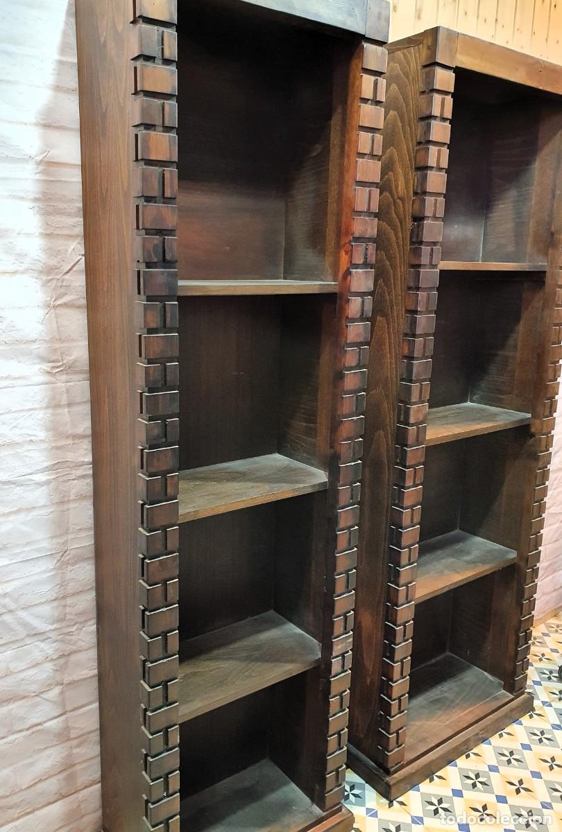 Antig&uuml;edades: Pareja de estanter&iacute;as librer&iacute;a - Foto 4