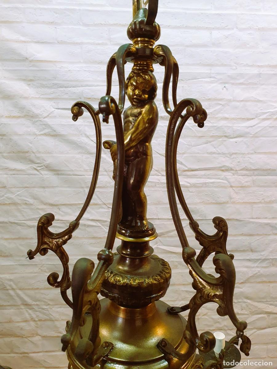 Antig&uuml;edades: Gran lampara antigua de bronce - Foto 4