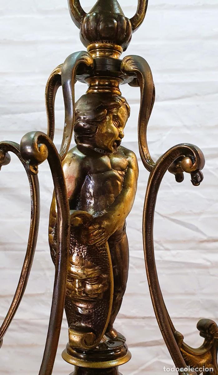 Antig&uuml;edades: Gran lampara antigua de bronce - Foto 5