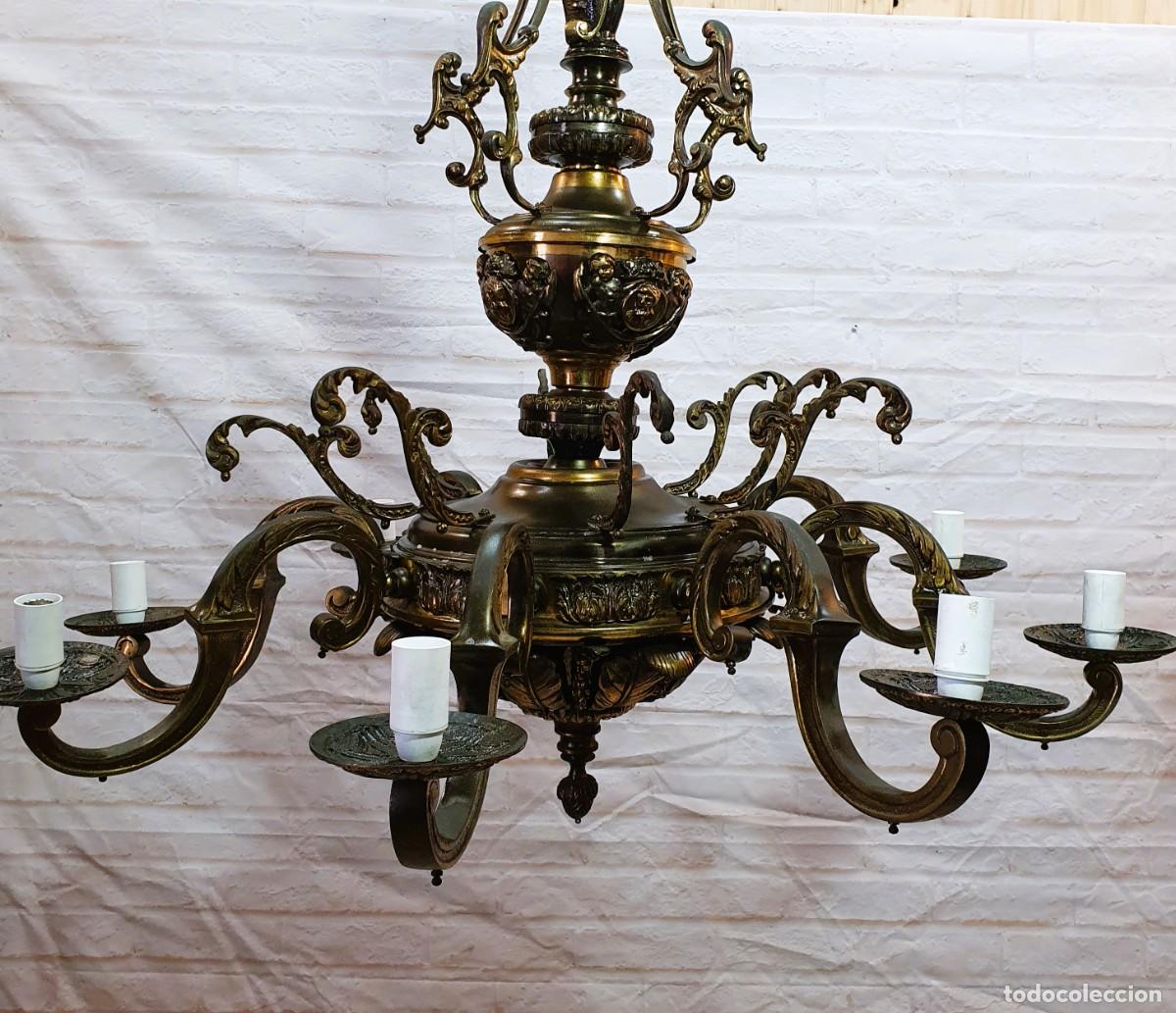 Antig&uuml;edades: Gran lampara antigua de bronce - Foto 1