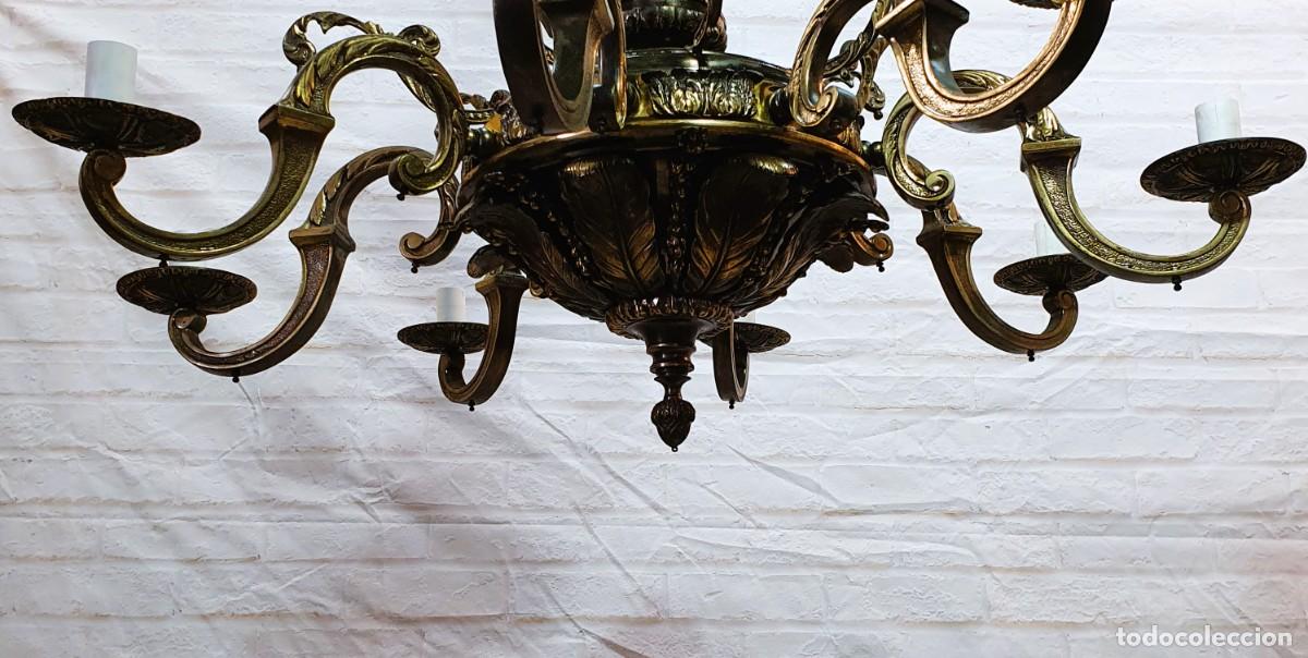 Antig&uuml;edades: Gran lampara antigua de bronce - Foto 9