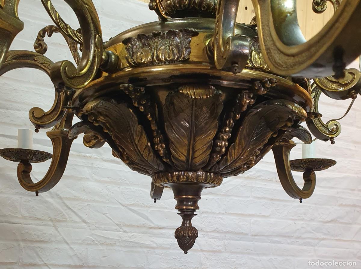 Antig&uuml;edades: Gran lampara antigua de bronce - Foto 11