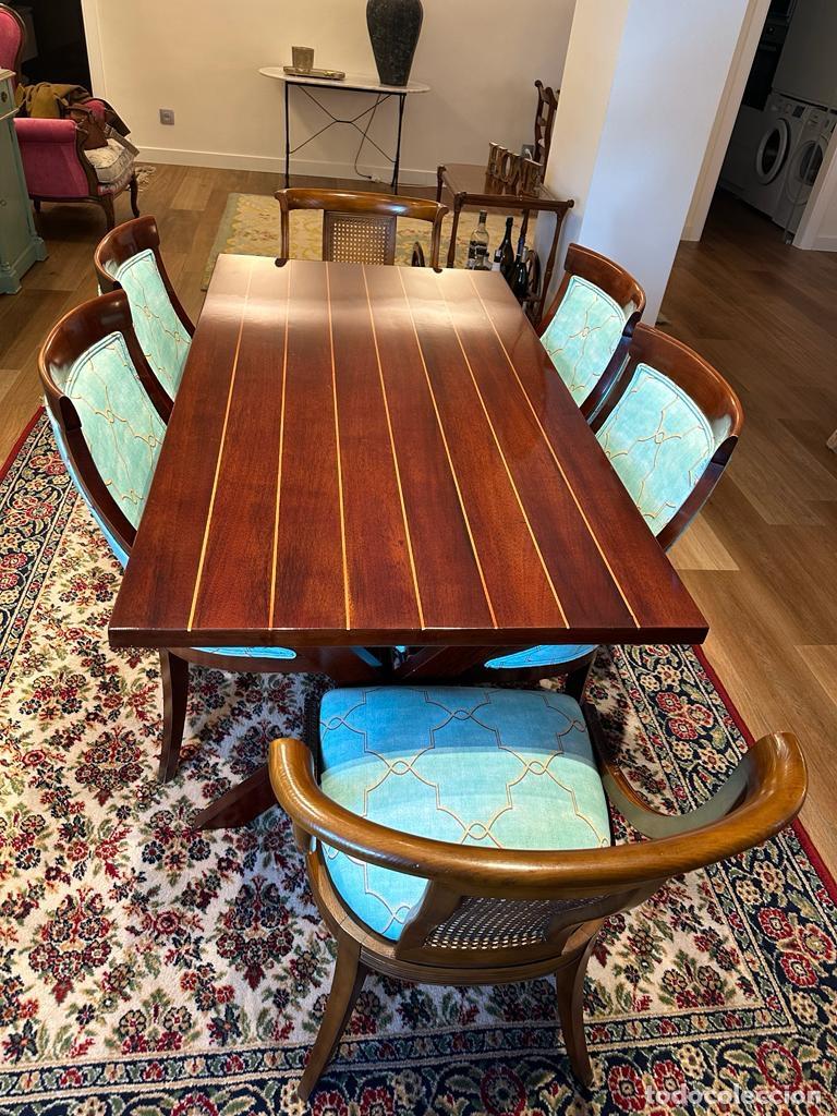 Antig&uuml;edades: Mesa madera y juego de 6 sillas - Foto 1