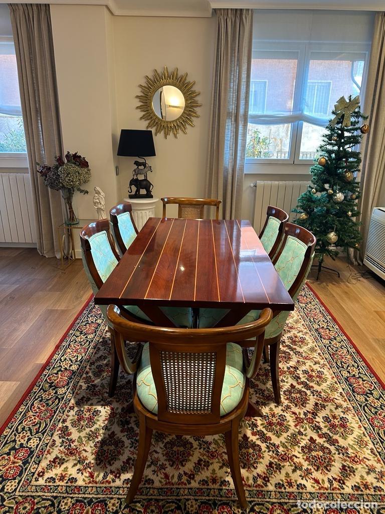 Antig&uuml;edades: Mesa madera y juego de 6 sillas - Foto 2