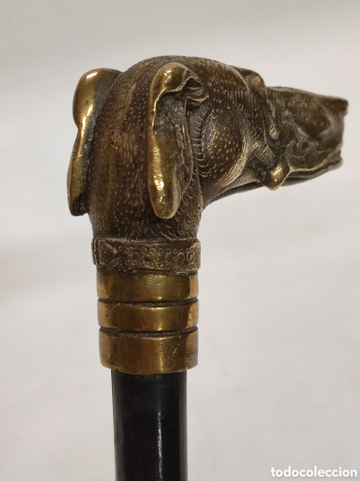 Antig&uuml;edades: Bast&oacute;n perro galgo bronce - Foto 4