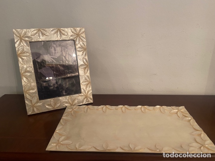Antig&uuml;edades: Marco y bandeja nacar - Foto 4