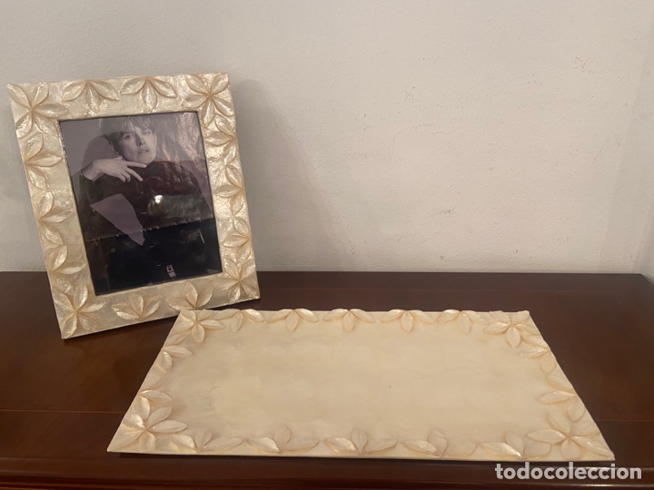Antig&uuml;edades: Marco y bandeja nacar - Foto 8