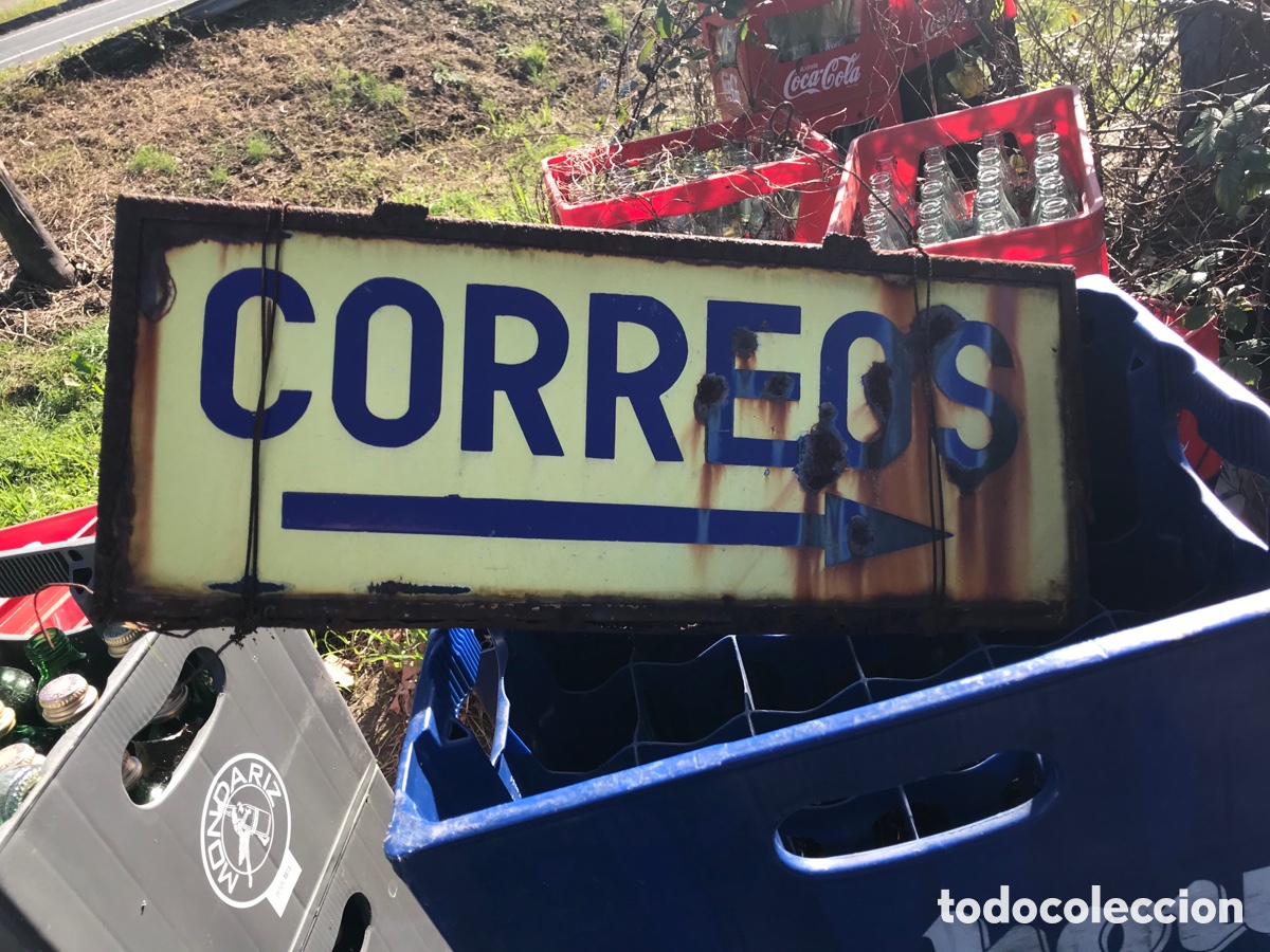 Antig&uuml;edades: Letrero antiguo doble cara - Foto 2