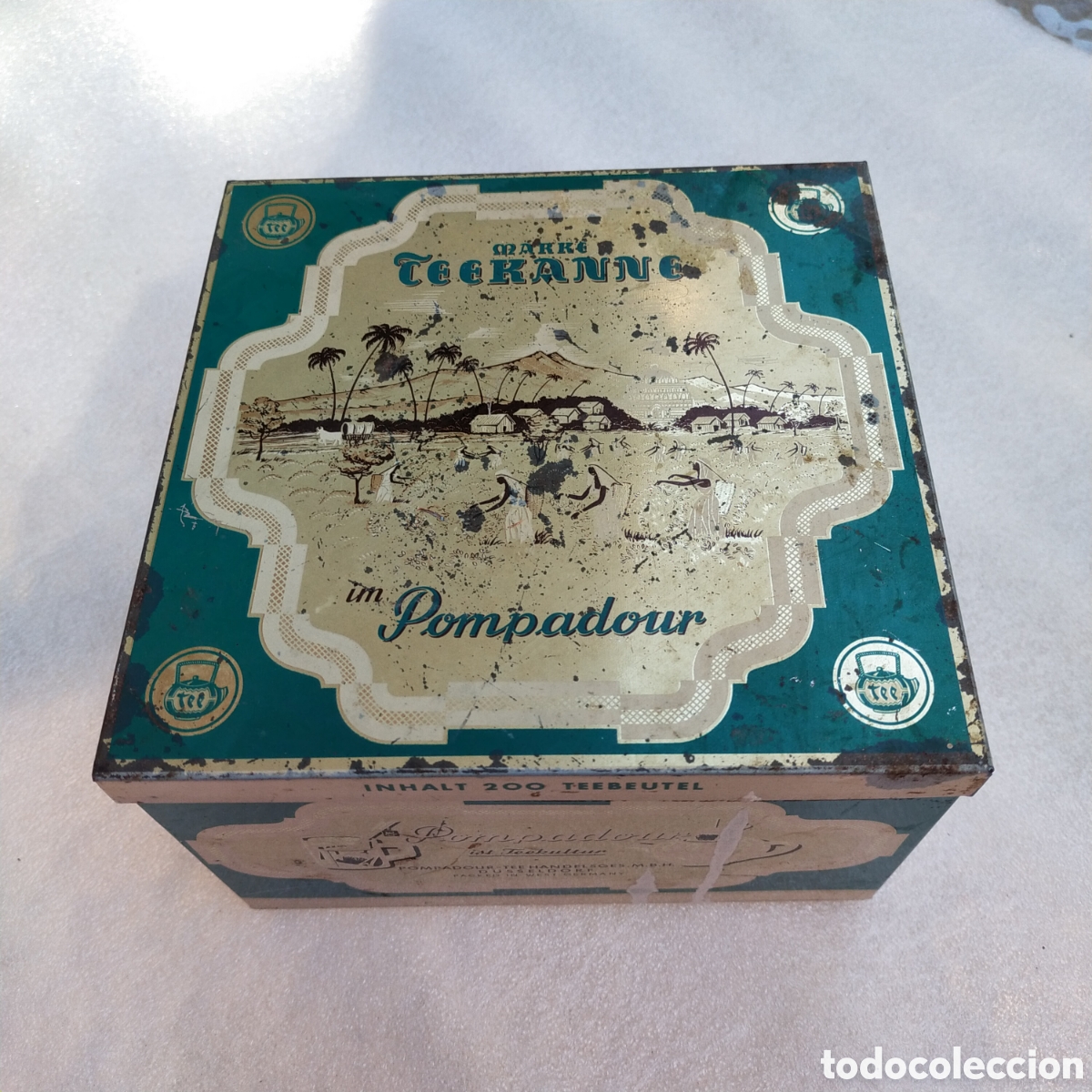 Antig&uuml;edades: Caja metal pompadour - Foto 1