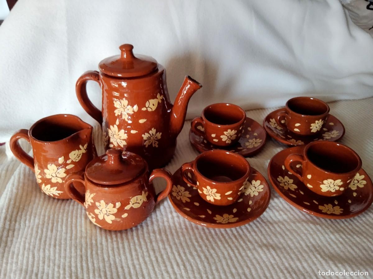 Set Tazas De Barro Engobe Artesanal Y Olla Para Café