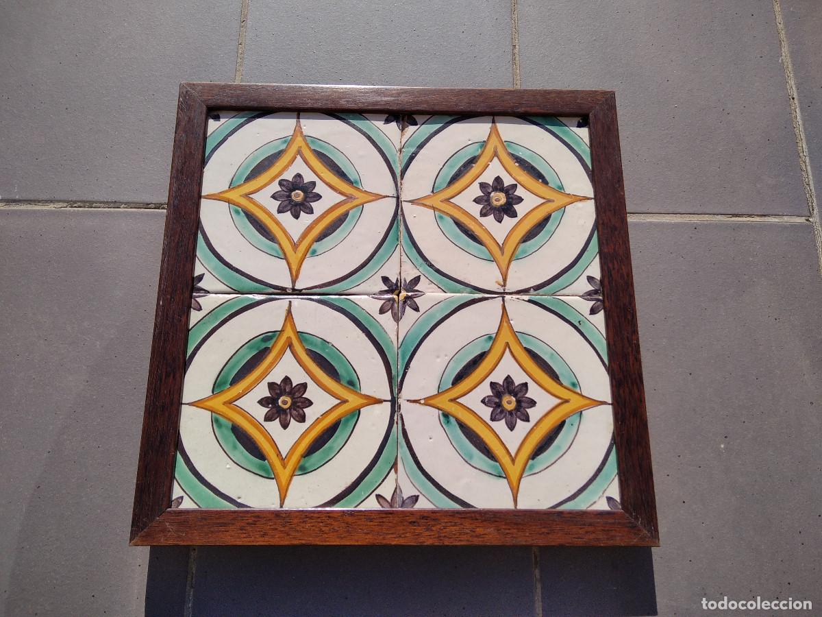 Oggetti Antichi: Cuatro azulejos antiguos siglo XVIII, Rajoles catalanes