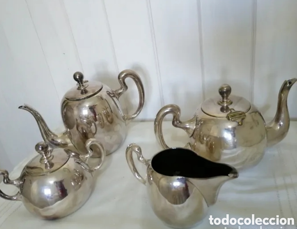 Antig&uuml;edades: JUEGO DE T&Eacute; DE ALPACA - Foto 2