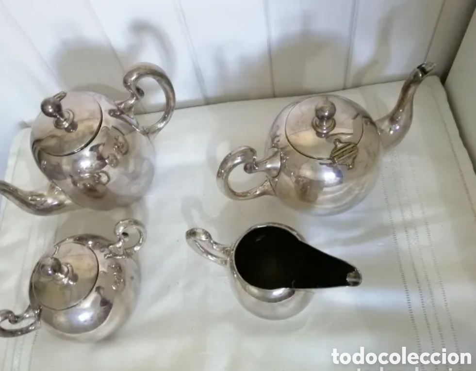Antig&uuml;edades: JUEGO DE T&Eacute; DE ALPACA - Foto 4