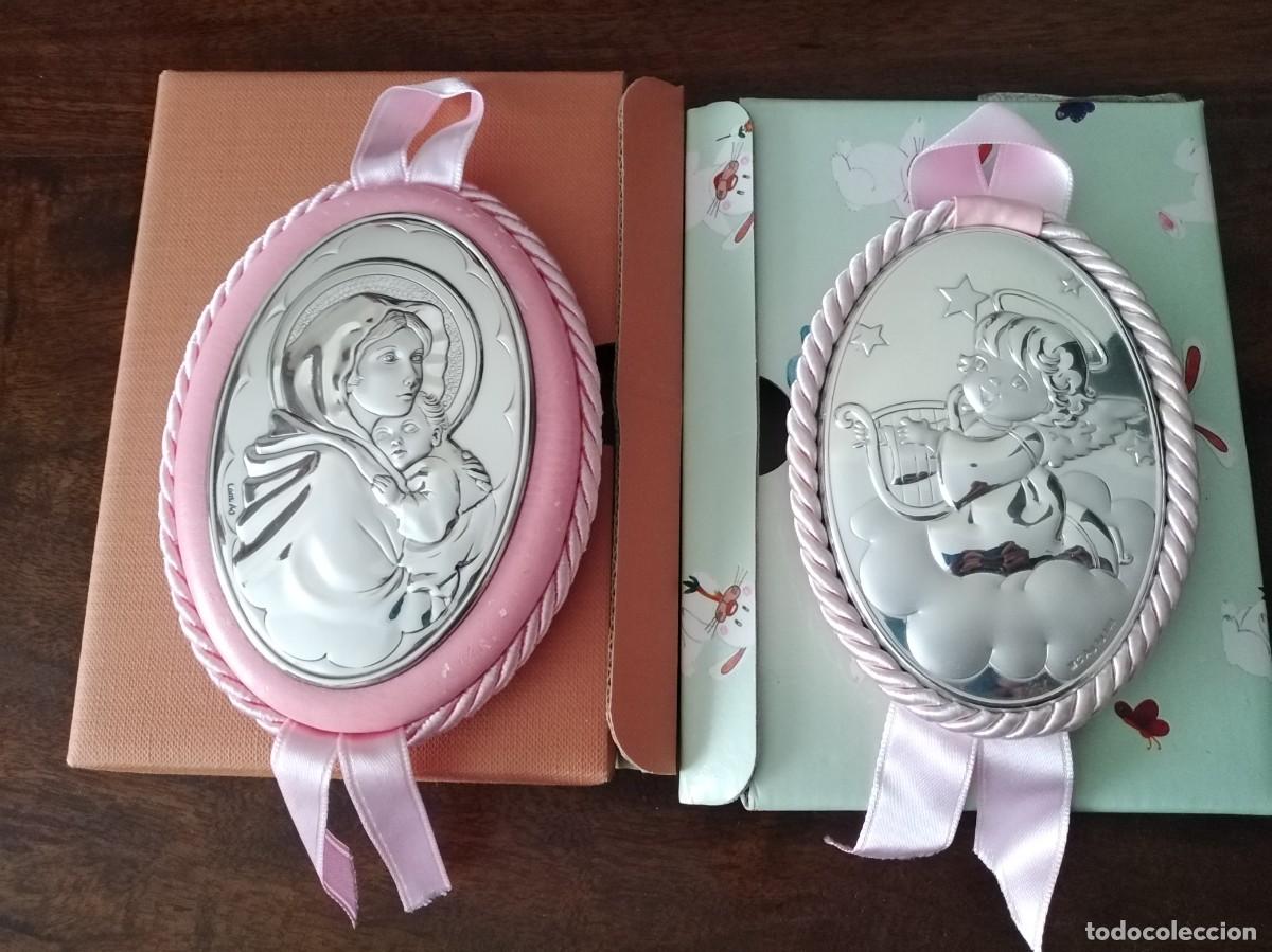 Antig&uuml;edades: Pareja de placas en plata para cuna. - Foto 1