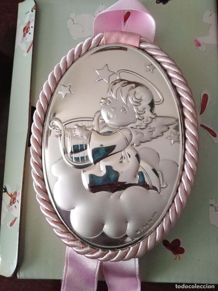 Antig&uuml;edades: Pareja de placas en plata para cuna. - Foto 7
