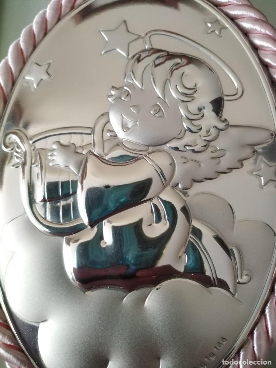 Antig&uuml;edades: Pareja de placas en plata para cuna. - Foto 8