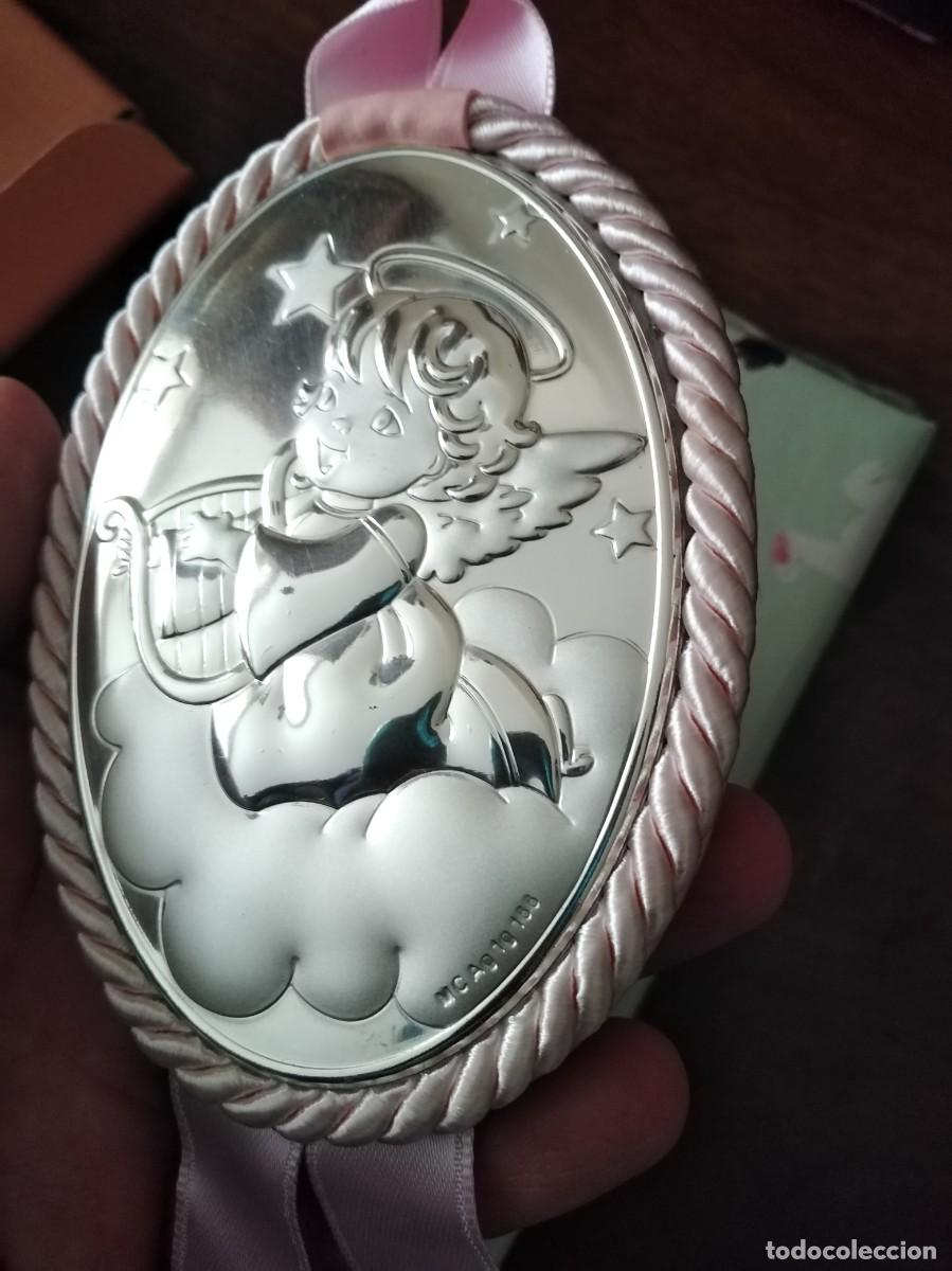 Antig&uuml;edades: Pareja de placas en plata para cuna. - Foto 11
